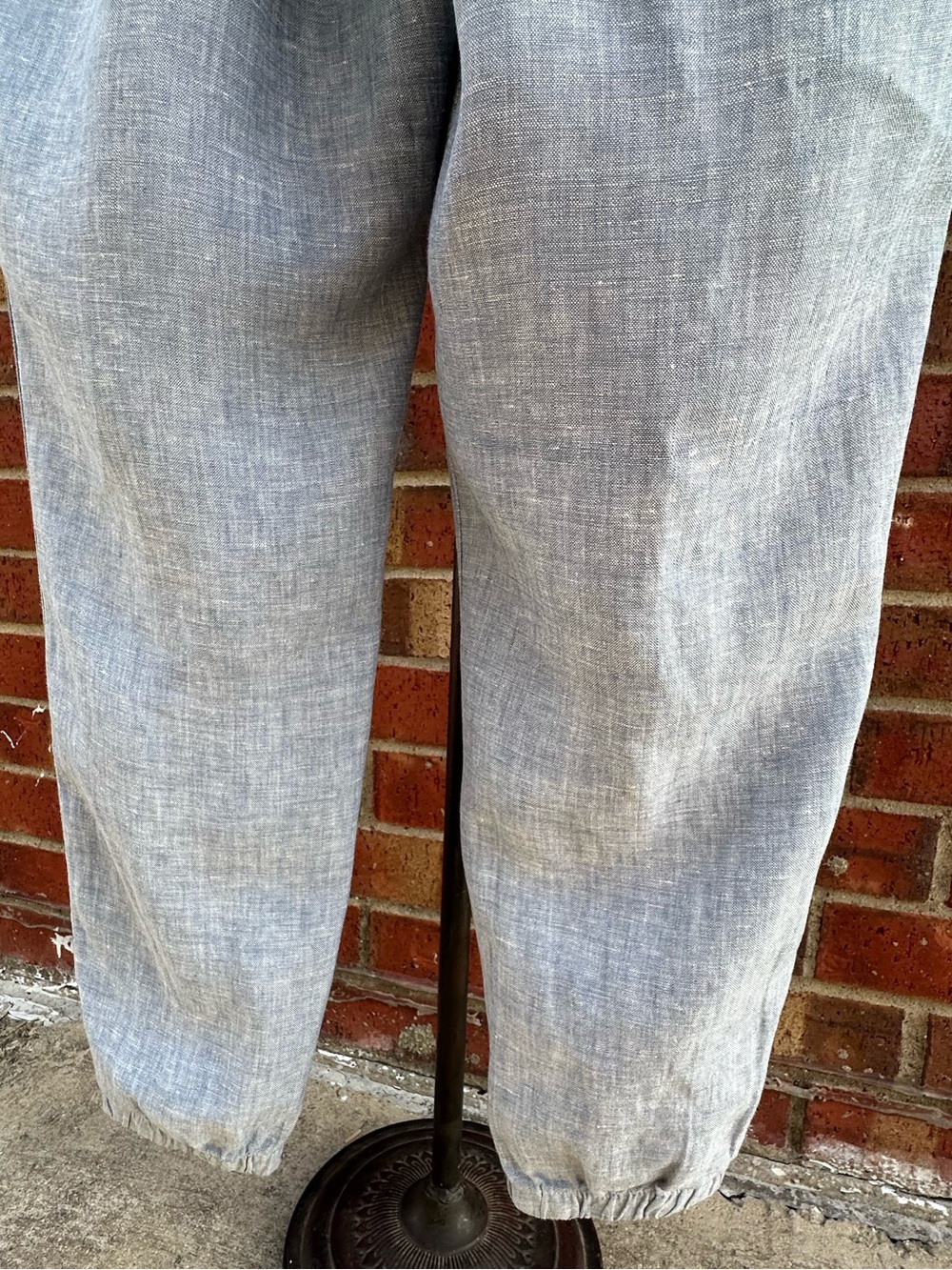 Athleta Linen Light Blue Elastic Waist Jogger Vacation City Coastal Beach Travel - Picture 11 of 13